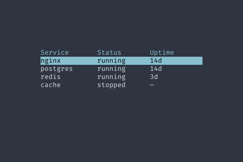 Table preview